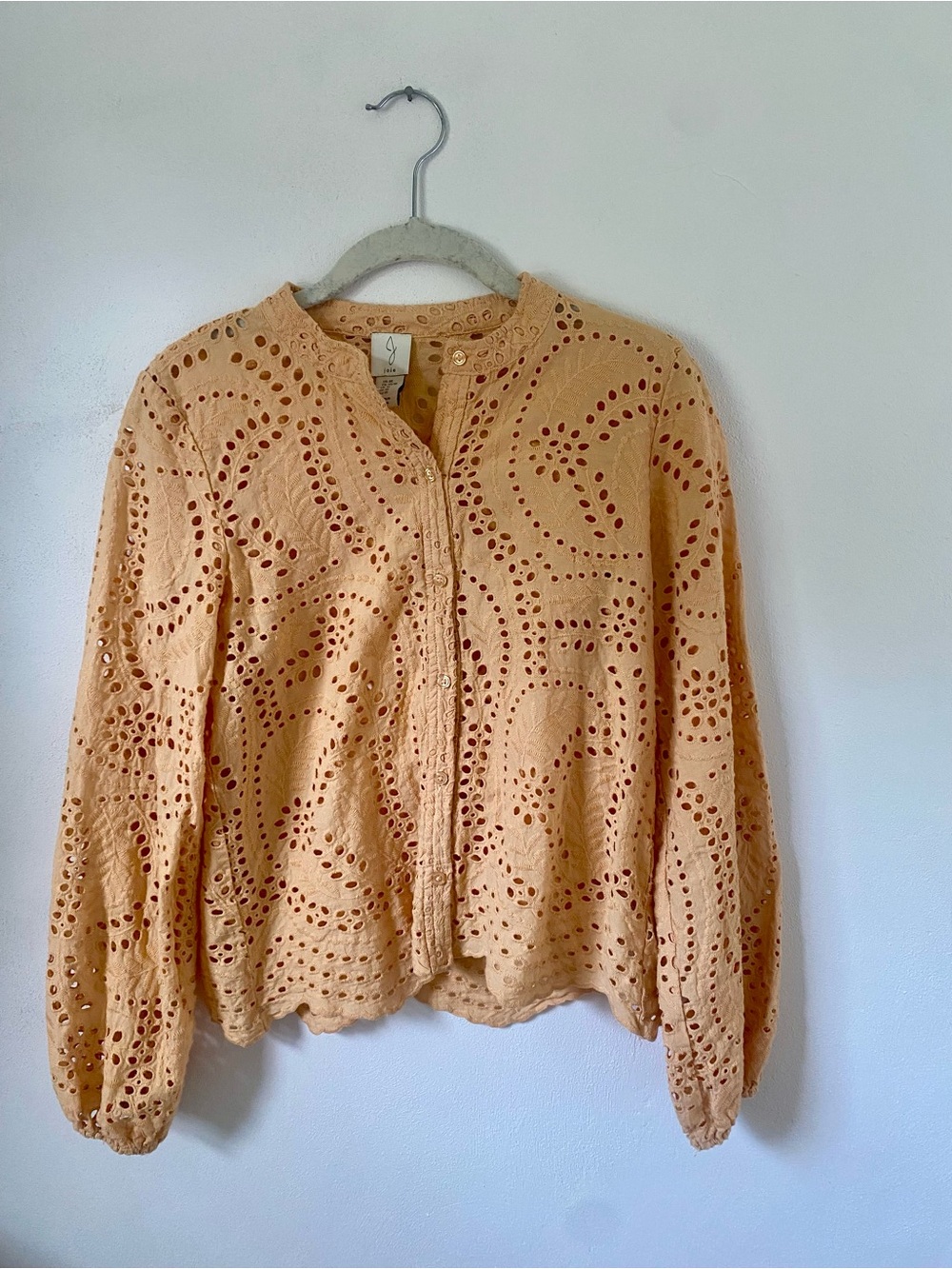 Joie Eyelet Button Up in Peach, XS